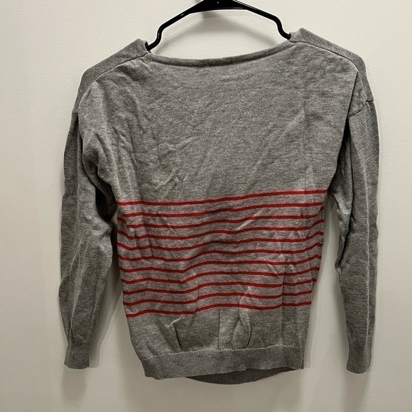 MEXX | Boatneck Fine Knit Sweater Grey With Red Stripes - Picture 3 of 3